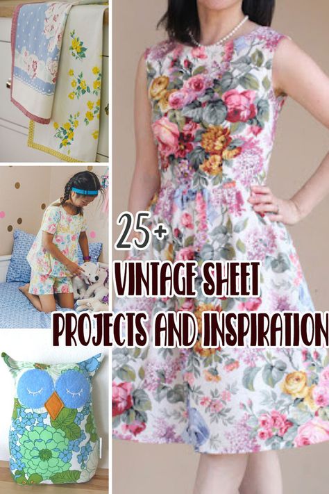 Sewing With Bed Sheets, Sewing With Sheets, Bed Sheet Sewing Projects, Clothes Made From Sheets, Vintage Table Cloths Repurposed, Old Sheets Repurpose, Clothes From Sheets, Vintage Sheet Dress, Vintage Sheets Repurposed