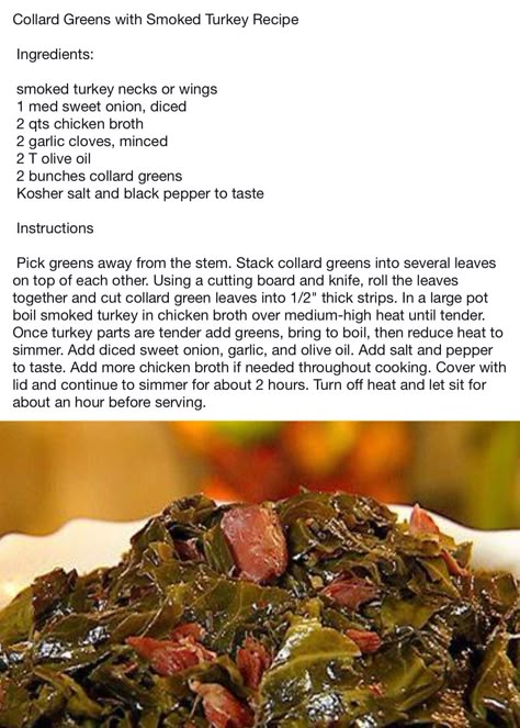 Collard Greens with Smoked Turkey Collard Greens Recipes, Collard Greens With Smoked Turkey, Best Collard Greens Recipe, Greens With Smoked Turkey, Greens Recipe Soul Food, Greens Recipes, Collard Greens Recipe, Smoked Turkey Recipes, Southern Recipes Soul Food