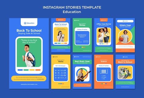 Flat design education instagram stories ... | Free Psd #Freepik #freepsd #instagram-story-design #story-design #instagram-story-template #story Instagram Template Design Story, Template Instagram Post Design, Instagram Stories Template, Story Design, Graphic Design Course, Instagram Template Design, Food Advertising, School Technology, Branding Template