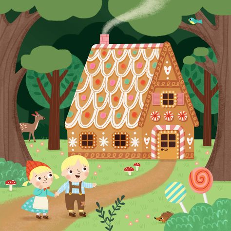 Hansel And Gretel House Illustration, Hansel And Gretel Gingerbread House, Hansel And Gretel Drawing, Hansel And Gretel Illustration, Hansel And Gretel House, Graphic Deisgn, Phonics Posters, Hansel Y Gretel, Hansel Gretel