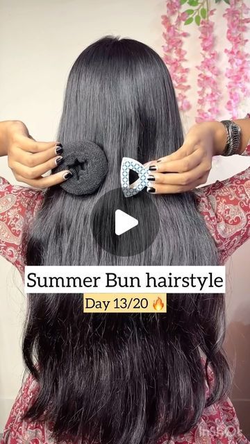 Diy Hair Bun, Easy Bun Tutorial, Indian Bun Hairstyles, Long Hair Diy, Donut Bun Hairstyles, Easy Party Hairstyles, Easy Bun Hairstyles For Long Hair, Hair Donut, Big Bun Hair