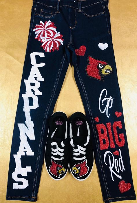 Homecoming Spirt Pants, Painted Jeans For Football Games, Hoco Jeans Painted Junior, Painted Jeans College, Homecoming Jeans Ideas High Schools, Jeans Painted Ideas, Homecoming Pants Ideas Sophomore, Senior Pants Ideas 2023, Homecoming Spirit Jeans