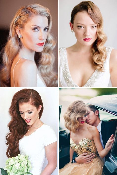 Love the vintage wedding theme? Try one of these timeless wedding hairstyles on your big day! Blonde Pony, Wedding Hair Ideas, Retro Wedding Hair, Vintage Waves, Fesyen Rambut, Hollywood Waves, Vintage Wedding Hair, Vintage Wedding Theme, Best Wedding Hairstyles