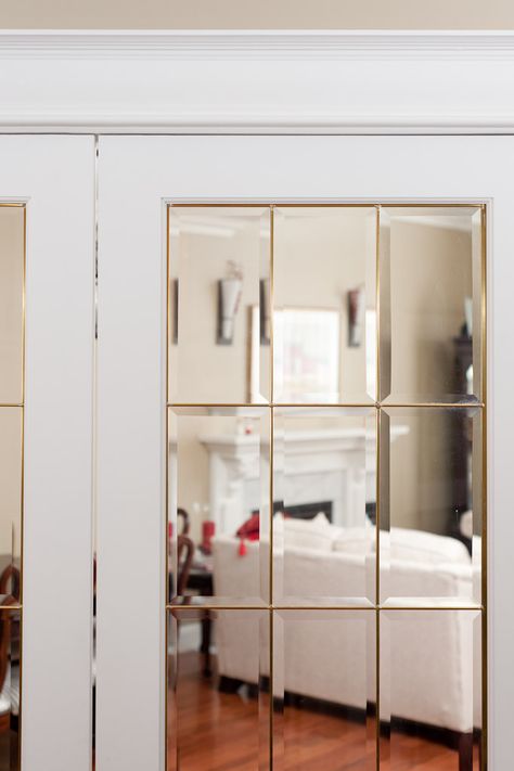 Distinctive Interiors - Beveled Glass French door with Brass caming Sliding Glass Door Interior, Glass Door Interior, Interior Sliding French Doors, Beveled Glass Doors, Guest Bedroom/office, Modern Sliding Barn Door, Sliding French Doors, Internal French Doors, Door Way