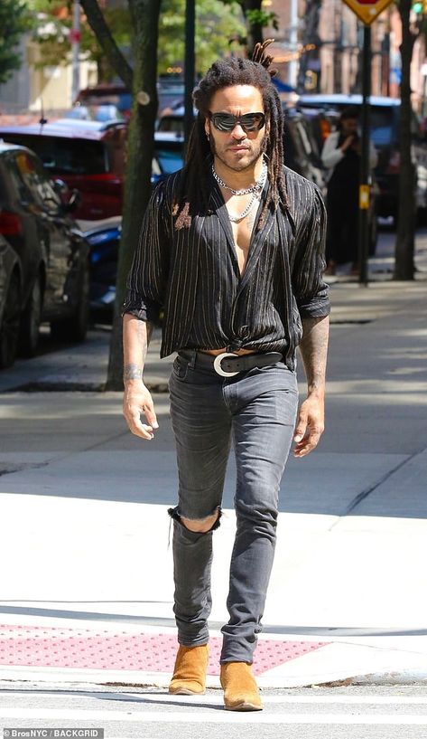 Rocker Mens Fashion, Lenny Kravitz Style, Janet Jackson Concert, Bad Boy Style, Downtown Nyc, Black Outfit Men, 2024 Outfits, Sweet Revenge, Lenny Kravitz