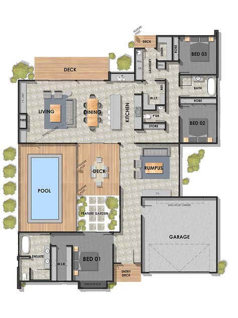 Thirteenth Beach 27.6 Square Single Storey Home - Pivot Homes Home Plan One Floor, 1 Floor Beach House, Single House Plan, Floor Plan 1 Storey House, House Layouts Plans, Sims 4 Beach House Layout, Beach Home Layout, One Floor House Exterior, Beach House Layouts