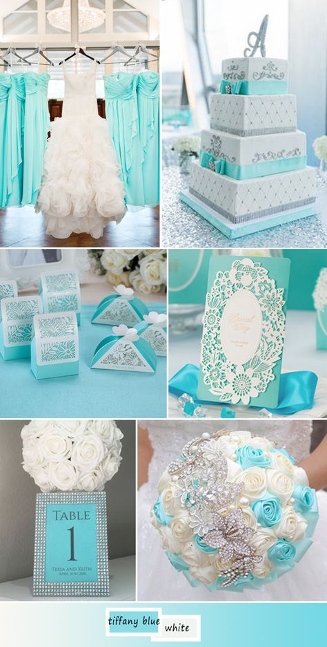 elegant and chic tiffany blue wedding color ideas Wedding Turquoise, Teal Wedding Colors, Tiffany Blue Weddings, Wedding Coral, Tiffany Blue Wedding, Aqua Wedding, Wedding Purple, Wedding Color Ideas, Tiffany Wedding