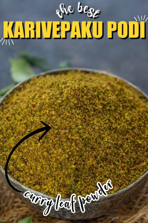 Karivepaku Podi, Curry Leaves Powder Recipe, Curry Leaves Powder, Podi Recipe, Curry Leaf, Bowl Of Rice, Best Curry, Spicy Chicken Recipes, Powder Recipe