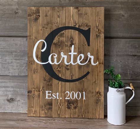 Nail Ideas With Initial, Rustic Letters, Family Wood Signs, Welcome Home Gifts, Established Sign, Cottage Chic Decor, Last Name Sign, Outdoor Signage, Last Name Signs