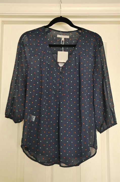 Blouse Blus Sifon, Fix Clothing, Color Dots, Orange Cardigan, Stitch Fit, Dark Gray Color, Stitch Fix Outfits, Fashion Tops Blouse, Girls Top