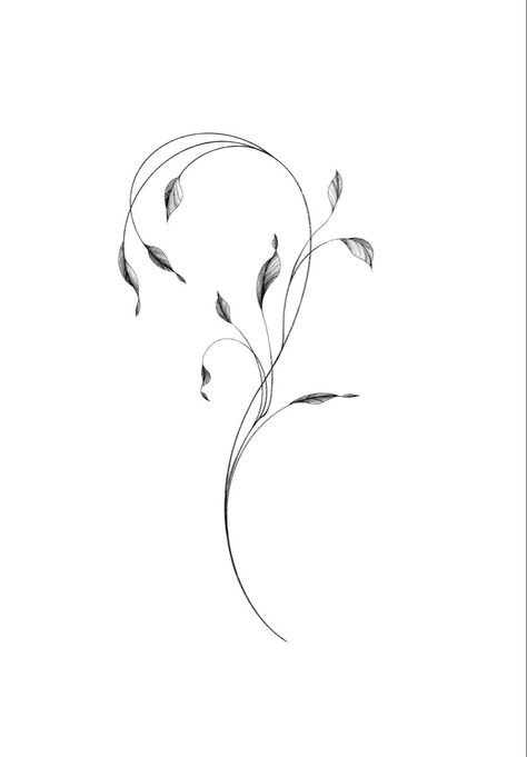 S And R Tattoo, Flower Vine Tattoos, Brush Tattoo, Herz Tattoo, Vine Tattoos, Floral Tattoo Design, Botanical Tattoo, Line Art Tattoos, Spine Tattoos