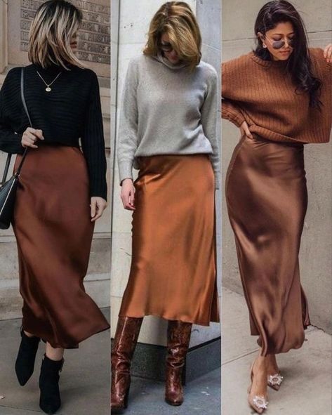 Midi Rok Outfit, Satin Skirt Outfit, Rok Outfit, Skirt Tulle, Outfit Chic, Modieuze Outfits, Elegantes Outfit, Mode Inspo, Looks Chic