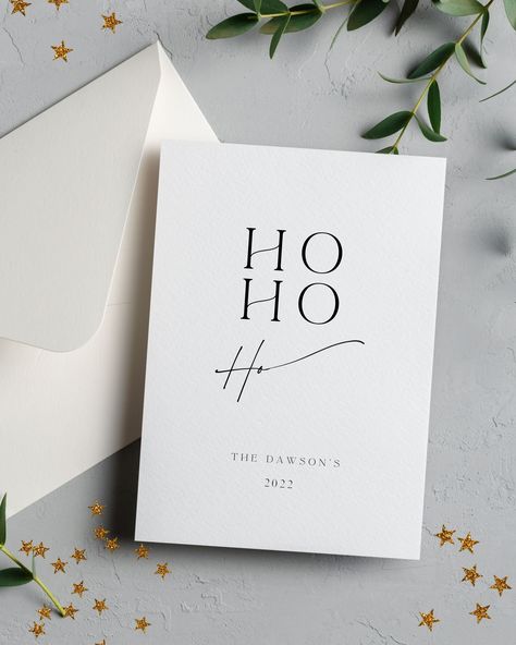 This modern Christmas card is the perfect sentiment this season. Available to buy as a single or multipack, let's make it personal this festive season.  Each card designed, personalised and printed on 300gm2 luxury A6 textured card and comes with a matching white envelope.  Completely personalise this card to suit you with the writing you wish to include, maybe its a family name, first Christmas as a married couple , or its directed to a love one, simply include all of your personalisation in th Christmas Cricut Cards, Graphic Design Christmas Card, Minimalistic Christmas Card, Minimalist Cricut, Christmas Label Design, Christmas Cards Minimalist, Aesthetic Christmas Cards, Christmas Card Minimal, Chic Christmas Cards