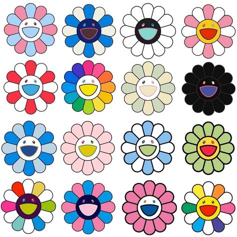 Takashi Murakami Art, Murakami Flower, Kaws Wallpaper, Flower Cushion, Superflat, Sketch Tattoo Design, Wall Drawing, Art Tools Drawing, Pola Sulam