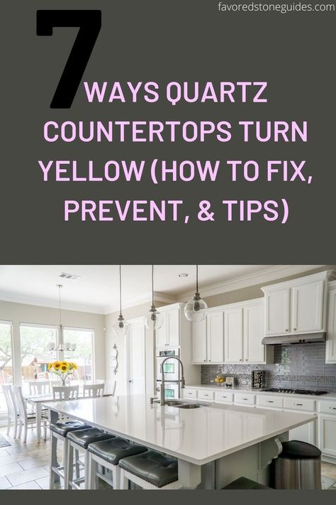 Quartz countertops are a beautiful and popular choice for kitchens and bathrooms, but they can turn yellow over time. Here are 7 ways to keep your quartz countertops looking new!#hacks #marble #stone #awesome #fyi #guide #tips #tiles #stones #best Eggshell Paint Finish, Quartz Tiles, Bathroom Counter Decor, White Counters, Light Grey Walls, Quartz Kitchen, Counter Decor, Bathroom Counters, Yellow Quartz