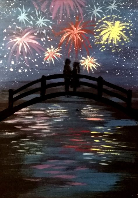 Painting Fireworks, Diy Christmas Ideas, A Bridge, Diy Christmas, Fireworks, Decoration Ideas, Christmas Ideas, 4th Of July, Bridge