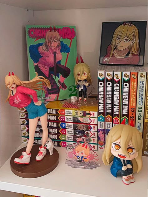 #chainsawman #anime #manga #bookshelf #aesthetic Anime Bookshelf Aesthetic, Manga Bookshelf Aesthetic, Anime Bookshelf, Anime Shelves, Manga Bookshelf, Manga Shelving, Manga Shelf, Mens Room Decor, Bookshelf Aesthetic