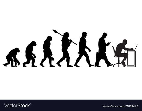 Monkey To Human Evolution, Human Evolution Illustration, Human Evolution Art, Evolution Illustration, Sitting At Computer, Grayson Perry Art, Public Service Advertising, Evolution Artwork, Evolution Of Man