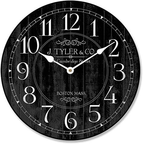 Big Clocks, Industrial Clock Wall, Big Clock, Clocks Back, Black Clocks, Diy Wall Clock, Black Wall Clock, Diy Clock Wall, Oversized Wall Clock