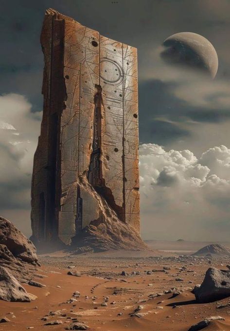 Sci Fi Wasteland, Alien Architecture Concept Art, Sci Fi Art Landscapes, Sci Fi Environment Art, Sci Fi Landscape Concept Art, Sci Fi Ruins, Numenera Art, Dune Environment, Ancient Spaceship