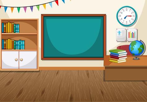 Empty Classroom, Kindergarten Montessori, Classroom Interior, Classroom Background, Chalkboard Vector, Pirate Day, Sticker Template, Cartoon Background, Music Classroom