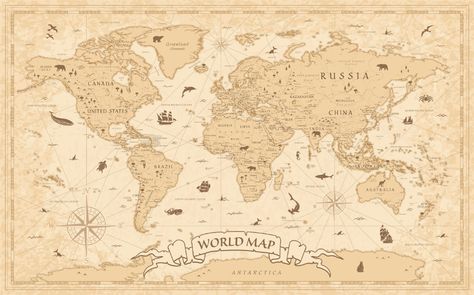 Vintage World Map Poster, World Map Vintage, Maps Aesthetic, World Map Wall Decor, World Map Wallpaper, Map Vintage, World Map Poster, World Map Art, Map Wall Decor