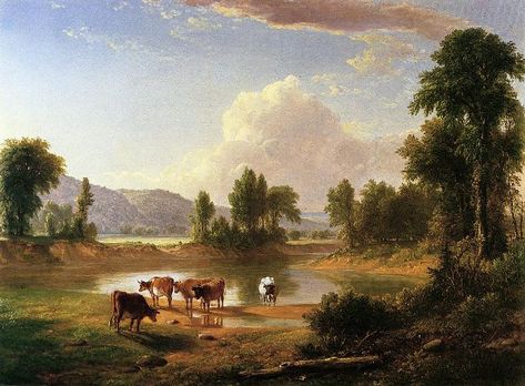 Asher Brown Durand (1796 – 1886) | AMERICAN GALLERY New York Drawing, New York Painting, Hudson River School, Brown Painting, Traditional Landscape, Hudson River, Vintage Landscape, Summer Art, American Artists