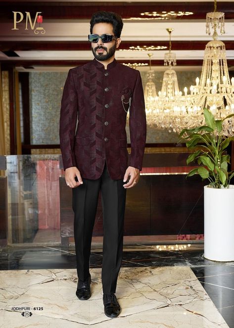 Madhu Couture Indian Ethnic Designer Self Design Partywear Ethnic Bandhgala Jodhpuri Suit With Black Pant for Men. - Etsy UK Jodhpuri Suits For Men Wedding Royal Maroon, Jodhpuri Suits For Men Wedding Royal, Jodhpuri Suits For Men Wedding, Suits For Men Wedding, Jodhpuri Suits, Suit For Men Wedding, Jodhpuri Suits For Men, Reception Outfits, Wedding Kurta