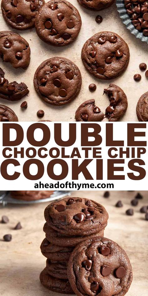 8 min Chocolate Cookie Recipes Chewy, Chocolate Cookie Base Recipe, Chocolate Powder Cookies, Soft Double Chocolate Chip Cookies, Soft And Chewy Chocolate Cookies, Cheap And Easy Cookies, Cookies With No Chocolate Chips, Quick Chocolate Cookies, Fudgey Double Chocolate Cookies