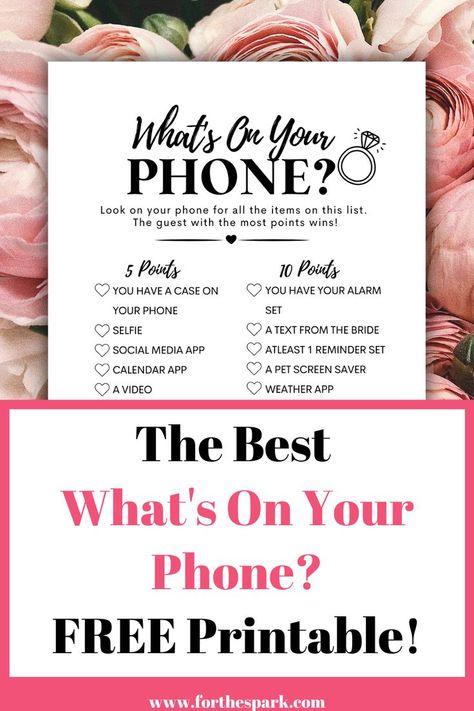 whats on your phone game Bridal Shower Whats On Your Phone, Whats On Your Phone Bridal Shower Game, Phone Scavenger Hunt Game, Free Printable Wedding Shower Games, Free Printable Whats On Your Phone Game, What Is On Your Phone Game, Wedding Shower Games Free, Cell Phone Games For Party, Whats In Your Phone Game Printable Free