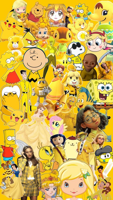 💛💛💛💛💛💛💛 The Yellow Character In Movies, Yellow Cartoon Characters, Yellow Disney Characters, Orange Disney Characters, Yellow Superhero, Yellow, Disney