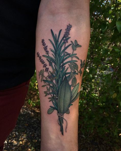 Cooking Tattoo, Herb Tattoo, Culinary Tattoos, Herb Bouquet, Chef Tattoo, Food Tattoos, Bouquet Tattoo, Bouquet Garni, Flower Sleeve