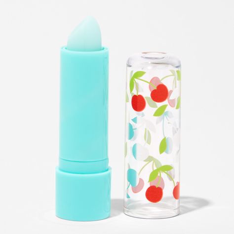 Lips will be soft and supple with this cherry-flavored lip balm. Instant hydration for your lips, this lip balm is perfect for back-to-school touch-ups... when you need a little more subtle color and charm. Flavor: Cherry Volume: 4.5ml/0.158 fl.oz. Material: Cream - Claire's Cherry Lip Blam Kawaii Lip Balm, Claires Makeup, Aesthetic Lip Balm, Lilo And Stitch Toys, Watermelon Lip Balm, Lip Balm Collection, Teen Trends, Cherry Lips, Lip Balm Set