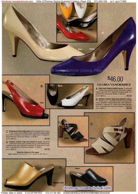 1994 JCPenney Spring Summer Catalog, Page 176 - Catalogs & Wishbooks 1990s Shoes, Mermaid Shoes, 1990s Fashion, Boot Pumps, Little Miss, Vintage Shoes, 90s Fashion, Vintage Collection, Women Fashion