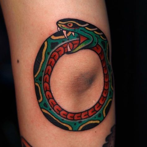 Elbow Tattoo Men Traditional, Elbow Crease Tattoo, Traditional Tattoo Elbow, Traditional Tattoo Arm, Inner Elbow Tattoos, Ouroboros Tattoo, Cuff Tattoo, Wicked Tattoos, Traditional Tattoo Sleeve