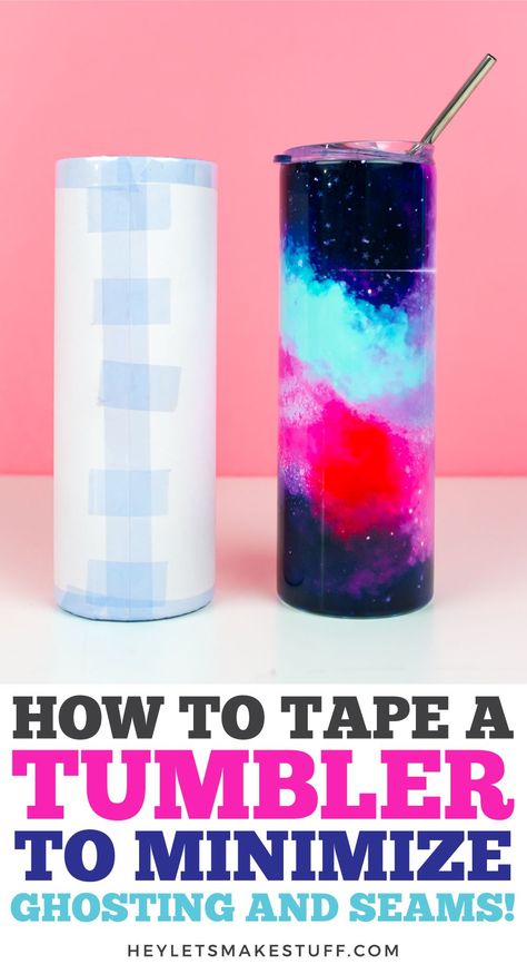 Sublimation tumblers can be hard to get right—there's always room to make mistakes when it comes to your seams and ghosting along the top and bottom. This is my method for taping a sublimation tumbler to minimize seams and uneven edges! Tumbler Business, Cricut Tumblers, How To Make Glitter, Sublimation Crafts, Sublimation Ideas Projects Inspiration, Galaxy Images, Silhouette School, Maker Project, Sublimation Ideas