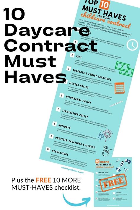 Daycare Contract In Home, Daycare Must Haves, In Home Daycare Set Up, Inhome Daycare, Day Care Room Ideas, Childcare Resources, Daycare Paperwork, Handbook Design, Daycare Supplies