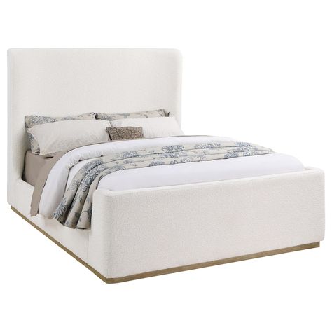 PRICES MAY VARY. Includes: One (1) queen bed Plush cream upholstery is lush and soft with boucle-inspired texture that complement a modern bed Rounded wingback silhouette adds depth and dimension to surrounding bedroom décor Tall headboard and low footboard create ag rounded look while maintaining an open, airy feel Wood finish trim along the sides and base of the bed creates contrast and depth Restoration Hardware Bedroom, Tall Bed, Eastern King Bed, White Bed Frame, King Upholstered Bed, Tall Headboard, Sleigh Bed, Wingback Headboard, California King Bedding