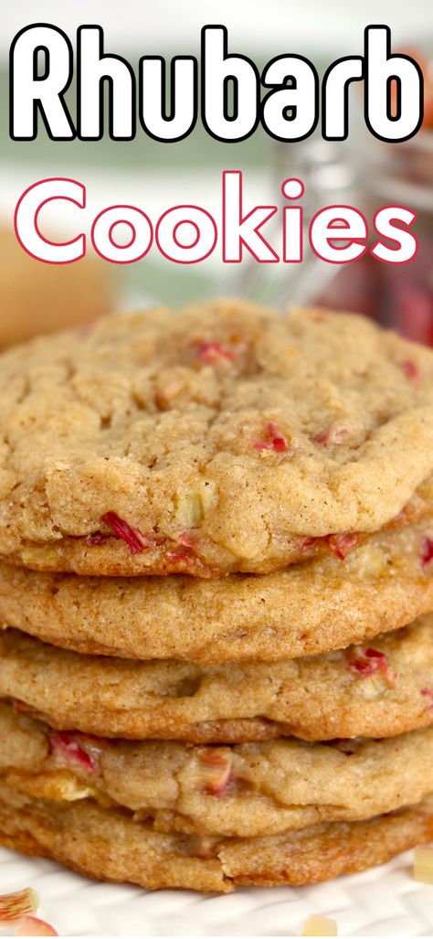 These Brown Sugar Rhubarb Cookies are the perfect combo of sweet and tart! Soft, yet chewy and so perfect with coffee, tea or to pack in the lunchbox! Easy Rhubarb Recipes, Rhubarb Desserts Recipes, Rhubarb Cookies, Best Rhubarb Recipes, Amazing Cookie Recipes, Rhubarb Desserts, Cooking Cookies, Rhubarb Recipes, Lost 100 Pounds