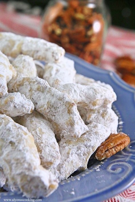 crunchy-nutty-fingers-cookies-alyonascooking Nutty Fingers Recipe, Russian Tea Cookies, Lady Finger Cookies, Christmas Cookie Recipes Holiday, Finger Cookies, Russian Tea, Snowball Cookies, Favorite Cookie Recipe, Cookie Brownie Bars