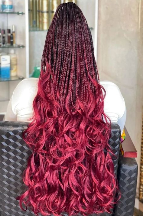 Cornrow Hairstyle, French Curls, Short Box Braids Hairstyles, French Curl, Color Borgoña, Big Box Braids Hairstyles, Short Box Braids, Goddess Braids Hairstyles, Long Hairstyle