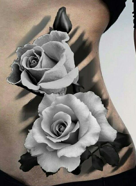 White Rose Tattoo, Simbolos Tattoo, Tattoos Masculinas, Tattoo Side, Tattoos On Side Ribs, White Rose Tattoos, Realistic Rose Tattoo, Rosen Tattoo, Rose Tattoo Design