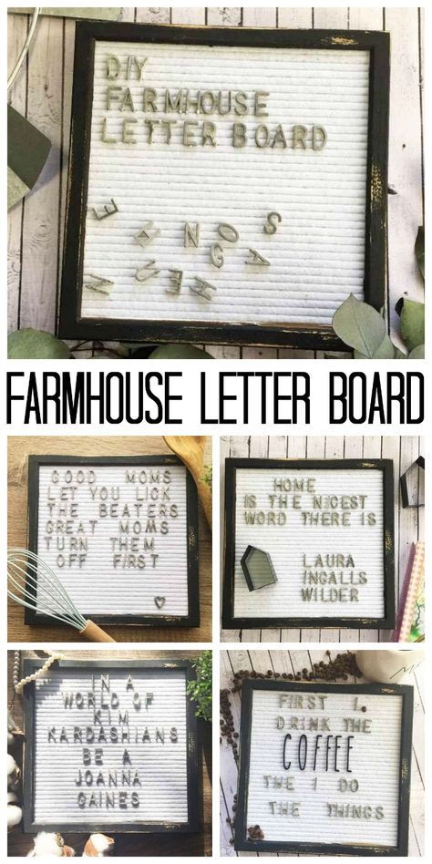 Give a changeable letter board a farmhouse style makeover with this easy to follow tutorial! You will love this rustic addition to your decor! Farmhouse Letter Board Quotes, Farmhouse Letters, Galvanized Letters, Board Sayings, Letter Board Quotes, Country Chic Cottage, Letter Boards, Board Quotes, Decorating Diy