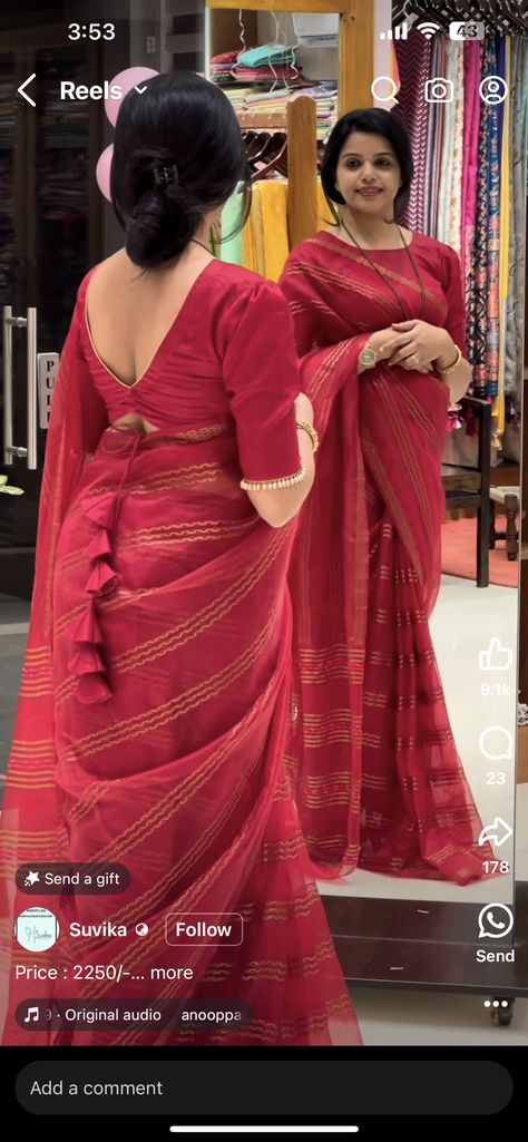 Leriya Saree Blouse Designs, Same Color Saree Blouse Designs, Red Silk Blouse Designs, Saree Models Latest, Latest Sarees Designs 2024, Georgette Blouse Designs Latest, Silk Saree Blouse Designs Latest, Silk Saree Blouse Designs Pattern Latest, Fancy Saree Blouse Designs Latest