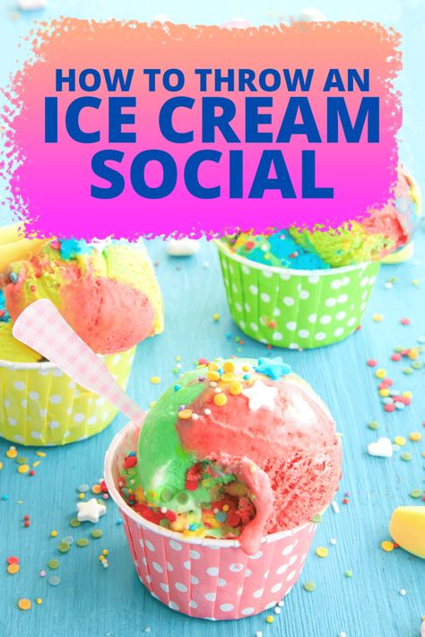 Ice Cream Social Fundraiser, Ice Cream Social Decor, Easy Ice Cream Party, Ice Cream Social Ideas Decorations, Ice Cream Fundraiser Ideas, Outdoor Ice Cream Party, Ice Cream Sundae Party Decorations, Sundae Party Ideas, Cheap Ice Cream Bar