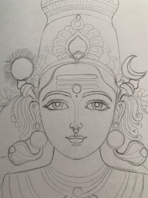 Devi Sketch Pencil, Devi Maa Drawing, Durga Devi Drawing, Devi Sketch, Biology Poster, Pencil Sketches Easy, Bhagavata Purana, Butterfly Sketch, Modern Art Canvas Painting