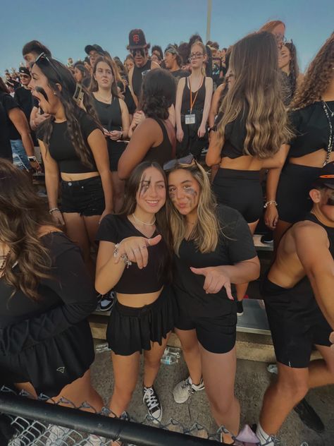 Black Out For Football Games, Black Out Fnl Theme, Black Out Game Football, Black Out Themed Football Game, Black Out Outfits For Football Games, Black Out Fnl, Blackout Football Game Theme Outfit, Black Out Football Game Outfits, Black Out Football Game