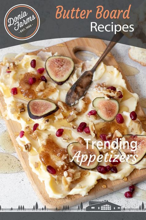 Honey Butter Board, Trending Appetizers, Butter Board Recipe, Board Meals, Hummus Board, Fig And Honey, Butter Boards, Board Recipes, Butter Recipes Homemade