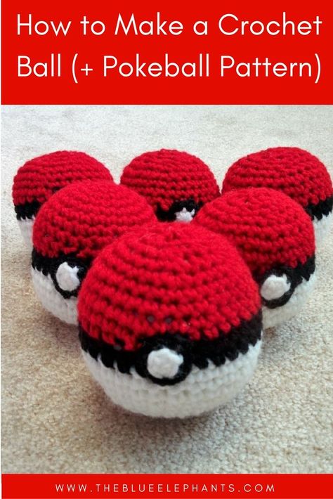 Pokémon and pokeballs are all over the internet, and I wanted them for myself… Pokeball Pattern, Pokemon Crochet Pattern, Crochet Pokemon, Pokemon Ball, Crochet Ball, Crochet Goodies, Crochet Instructions, Crochet Gifts, Crochet Dolls