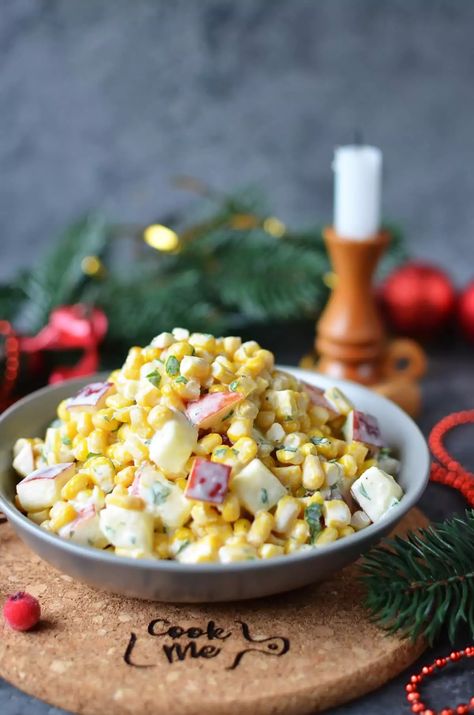 Apple and Corn Salad Recipe - Cook.me Recipes Christmas Turkey Dinner, Christmas Side Dish, Christmas Side Dish Recipes, Traditional Christmas Dinner, Corn Salad Recipe, Christmas Side, Christmas Side Dishes, Corn Salad Recipes, Diced Apples